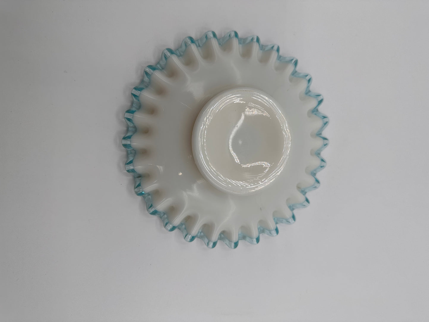 Fenton Aqua Crest Ruffled Bowl