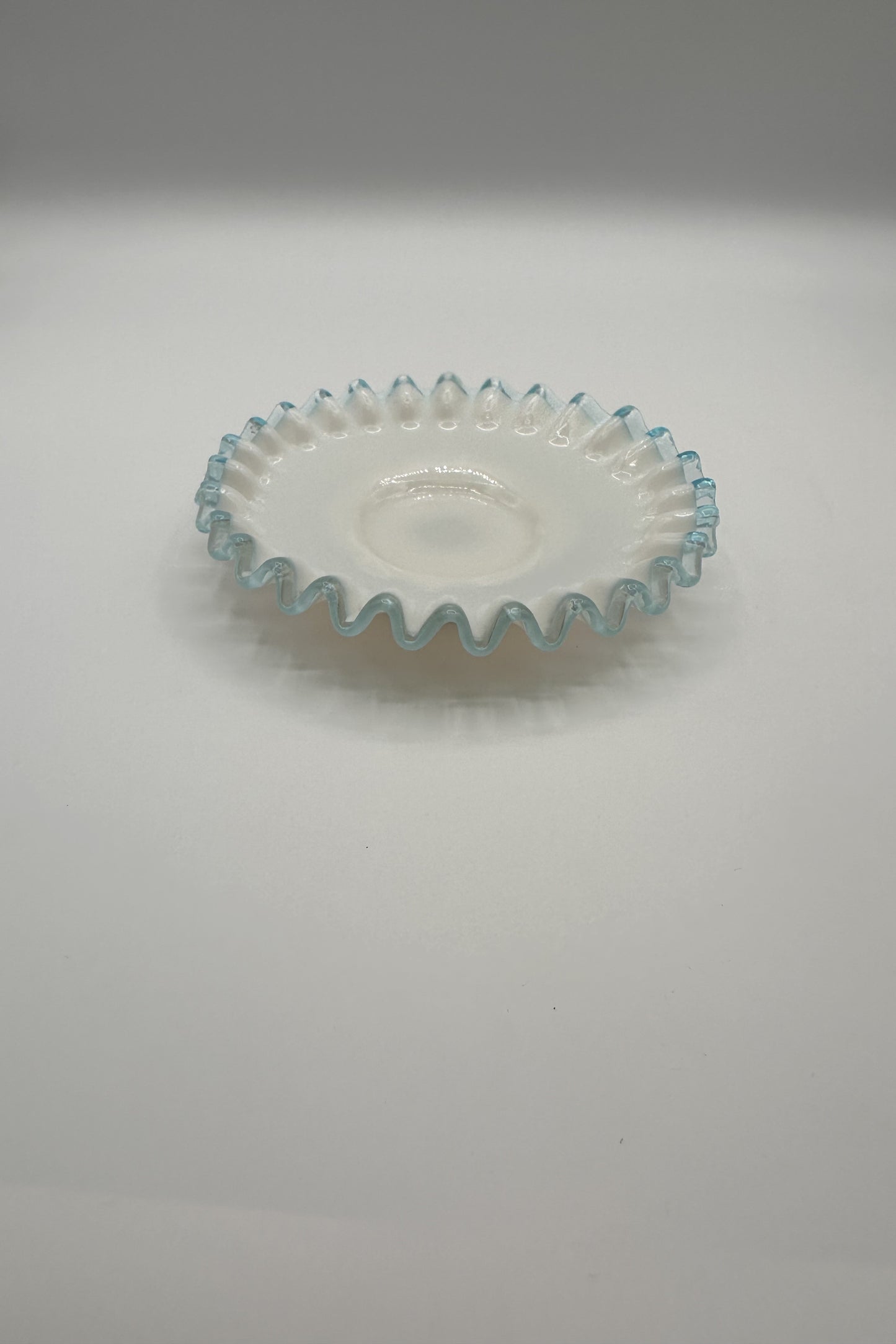 Fenton Aqua Crest Ruffled Bowl