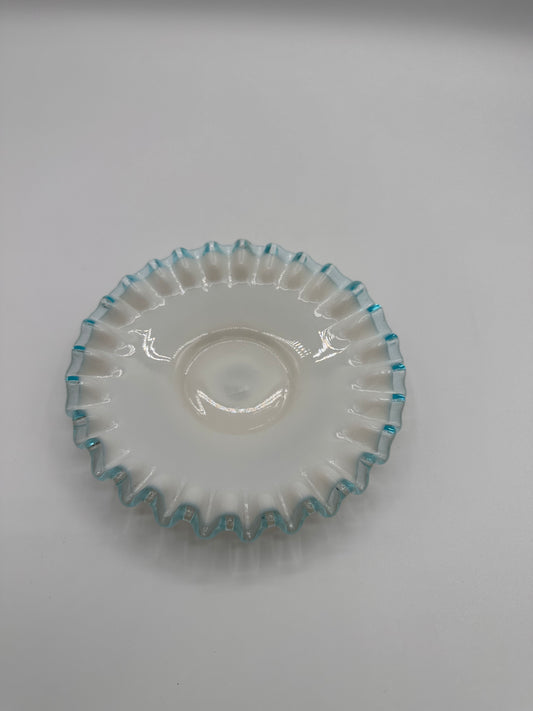 Fenton Aqua Crest Ruffled Bowl